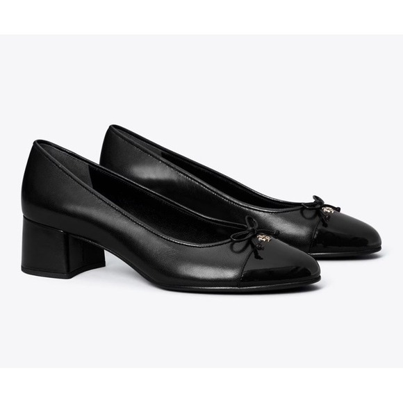 Tory Burch Shoes - tory burch 44.5MM Cap Toe Ballet‎ Pumps Black Leather Size 9.5